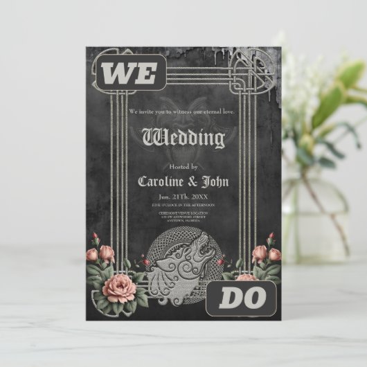 Viking Wolf en Rozen. Een gestileerde wolfskop, Kaart (Staand voorkant)