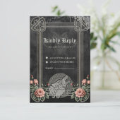 Viking Wolf en Rozen. Een gestileerde wolfskop, RSVP Kaartje (Staand voorkant)