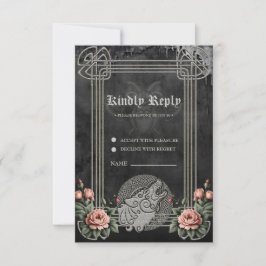 Viking Wolf en Rozen. Een gestileerde wolfskop, RSVP Kaartje
