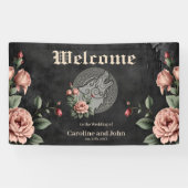 Viking Wolf en Rozen. Een gestileerde wolfskop, Spandoek (Horizontaal)