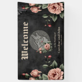 Viking Wolf en Rozen. Een gestileerde wolfskop, Spandoek (Verticaal)