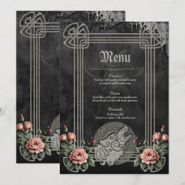 Viking Wolf en Rozen. Het hoofd van een gestileerd Menu
