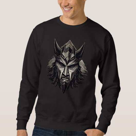 Viking Wolf Warrior – Luxe Noordse Masker Design Trui (Voorkant)