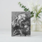 Viking Woman met Spear en Winged Helmet Briefkaart (Staand voorkant)