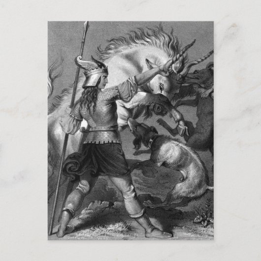 Viking Woman met Spear en Winged Helmet Briefkaart (Voorkant)