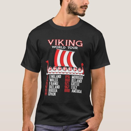 Viking World Tour Denmark Viking Ship Longship Vik T-shirt (Voorkant)
