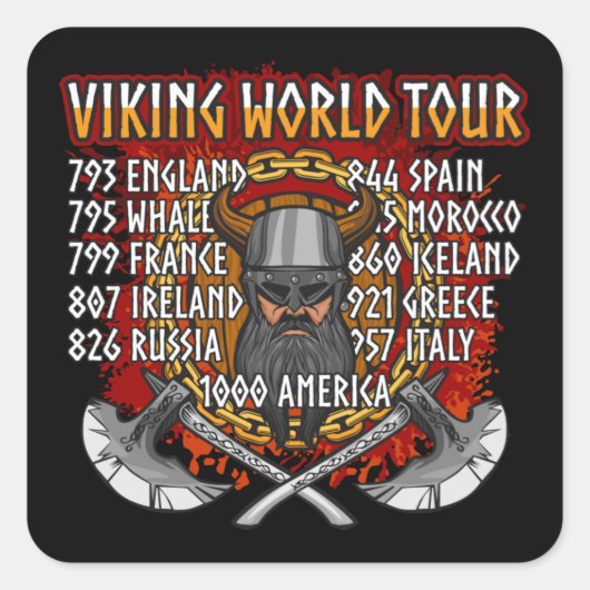 Viking World Tour Norse Warrior Vierkante Sticker (Voorkant)
