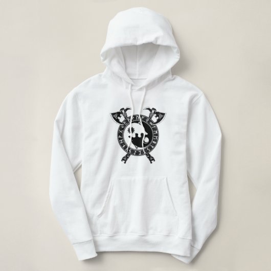 Viking Yin Yang Wolf en Ax Hoodie (Design voorkant)