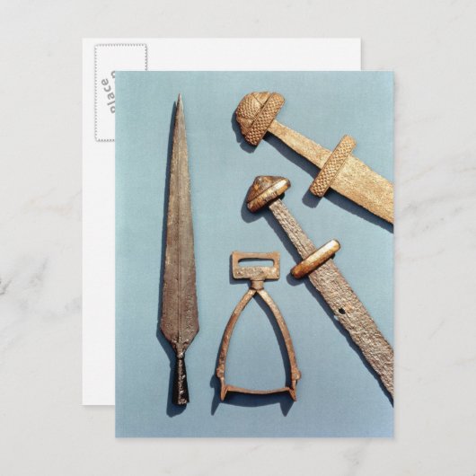 Viking zwaarden, stijgbeugel en speerpunt briefkaart (Voorkant / Achterkant)