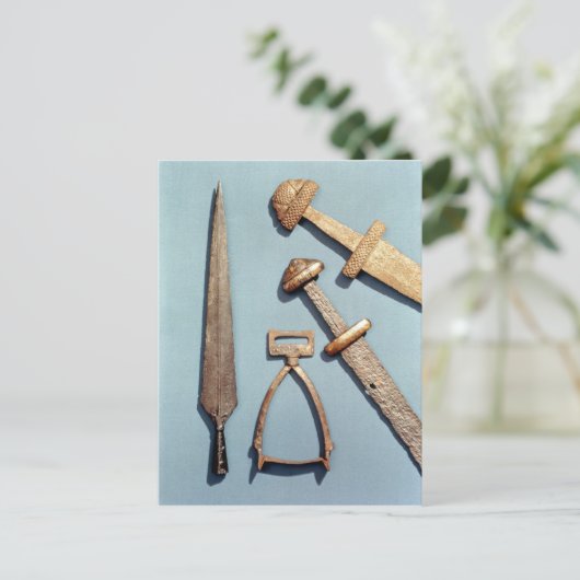 Viking zwaarden, stijgbeugel en speerpunt briefkaart (Staand voorkant)