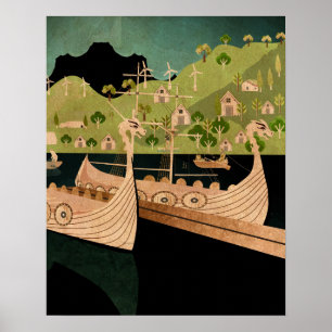 Vikingboten Noorwegen Poster