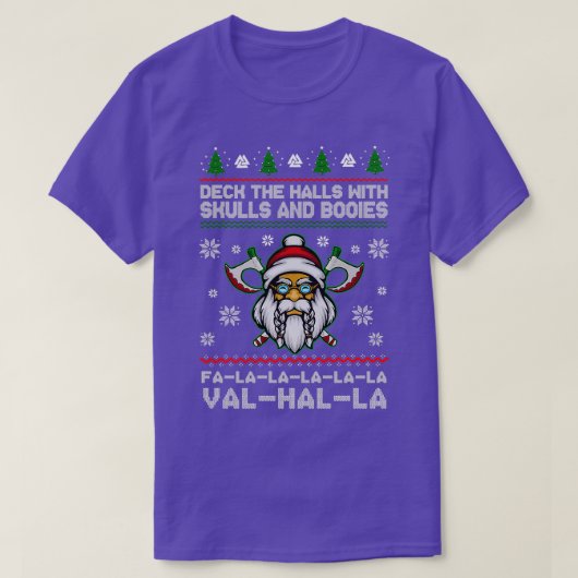 VikingDeckTheHallswithSkullsAndBodiesKerstmis T-shirt (Design voorkant)