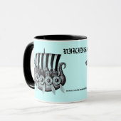 Vikingen in Drekar zwarte en witte peninkttekening Mok (Voorkant links)