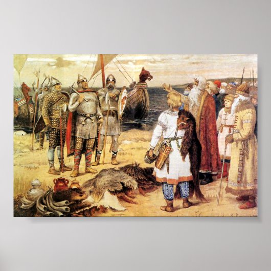 Vikingen op de Shore Poster (Voorkant)