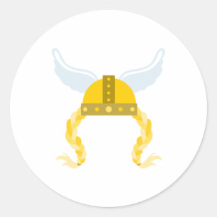 Vikinghelm vlechten ronde sticker