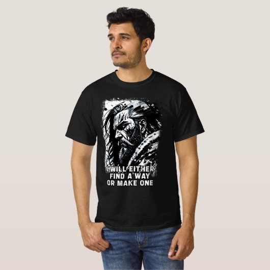 Vikingkrijger Noordse Mythologie Krachtige woorden T-shirt (Voorkant volledig)
