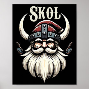 Vikings Kerstman Hoed Kerstmis Pyjama Cool Nordic Poster