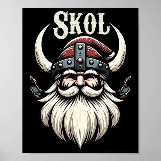 Vikings Kerstman Hoed Kerstmis Pyjama Cool Nordic  Poster (Voorkant)