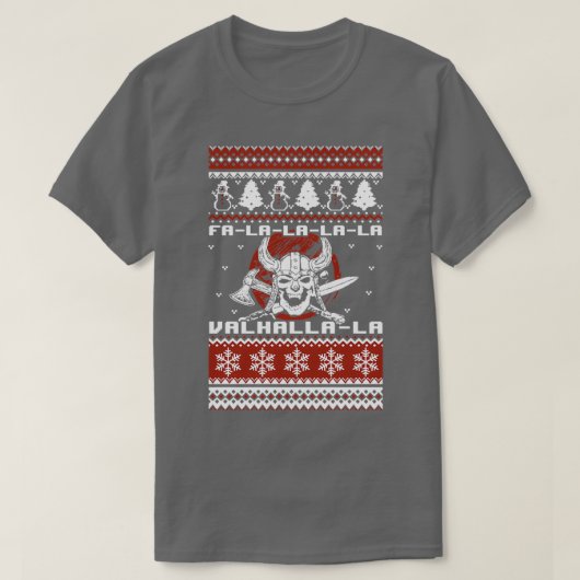Vikings Kerstmis Ugly Sweater Valhala T-shirt (Design voorkant)