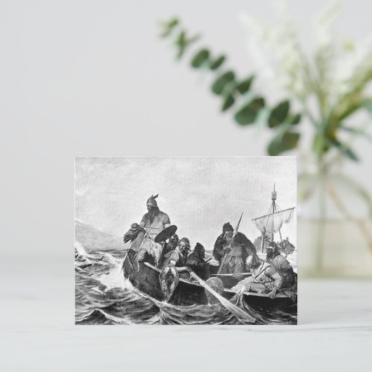 Vikings Landing in IJsland Illustratie (1909) Briefkaart (Staand voorkant)