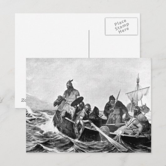 Vikings Landing in IJsland Illustratie (1909) Briefkaart (Voorkant / Achterkant)