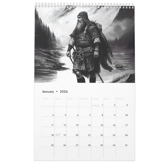 Vikings & Mythical Beasts 2026 Calendar Kalender (Jan 2026)