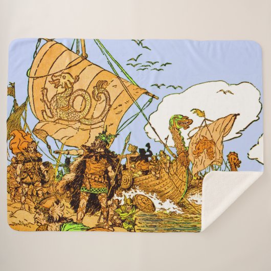 Vikings print sherpa deken (Voorkant (horizontaal))