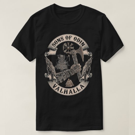 VIKINGS RISE-SONS VAN ODIN-Valhalla Vikings Norse T-shirt (Design voorkant)