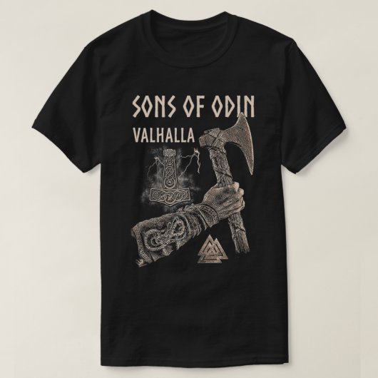 VIKINGS RISESONS VAN ODIN Valhalla Vikings Norse O T-shirt (Design voorkant)
