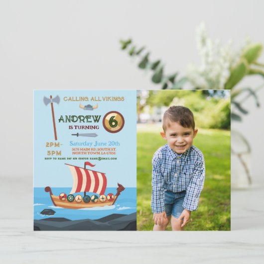 Vikings Verjaardagsboot Warrior Axe foto's Kaart (Staand voorkant)