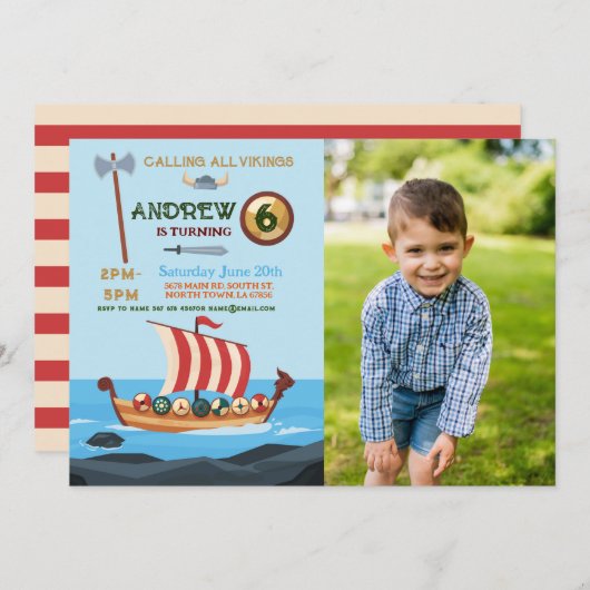 Vikings Verjaardagsboot Warrior Axe foto's Kaart (Voorkant / Achterkant)