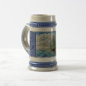 Vikingschepen vissen in man, scheepsanker bierpul (Voorkant links)