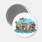 Vikingschip gevuld met Corgis Magneet (Voorkant / Achterkant)