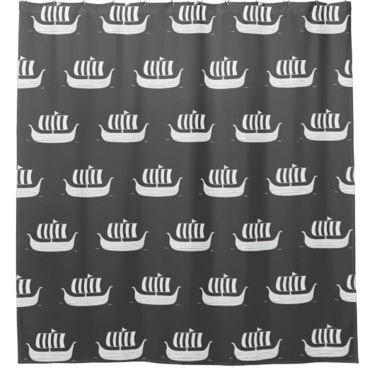 Vikingschip longboat w / aangepaste achtergrondkle douchegordijn (Voorkant)