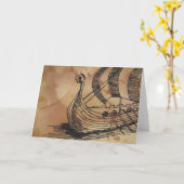 Vikingschip Ormen Korte Wenskaart Kaart (Gele Bloem)