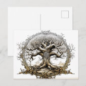 VikingSketch Pen Drawing of a Norse Yggdrasil tree Briefkaart (Voorkant / Achterkant)