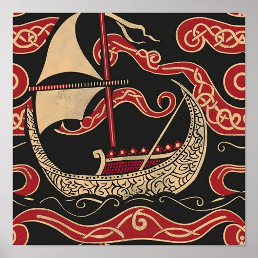 Vikingthema longship poster (Voorkant)