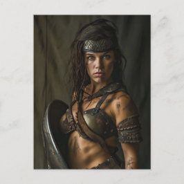 Vikingvrouw die de Amazone Vibe kanaliseert Briefkaart