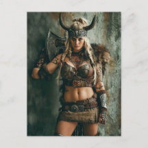 Vikingvrouw die de Amazone Vibe uitstraalt