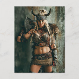 Vikingvrouw die de Amazone Vibe uitstraalt Briefkaart