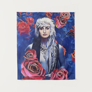 Vikingvrouw Rode Rozen Originele Abstracte Kunst Wandkleed