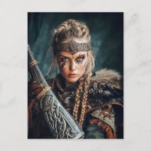 Vikingvrouwen in traditionele kledij briefkaart