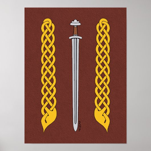 Vikingzwaard en vlechtwerk poster (Voorkant)