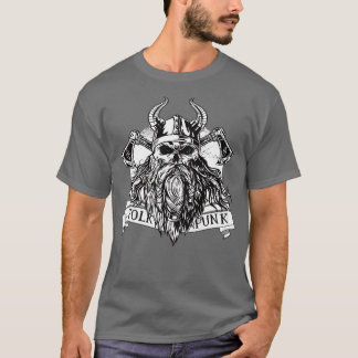 Vikken van de schedel met baard en bijl punk t-shirt