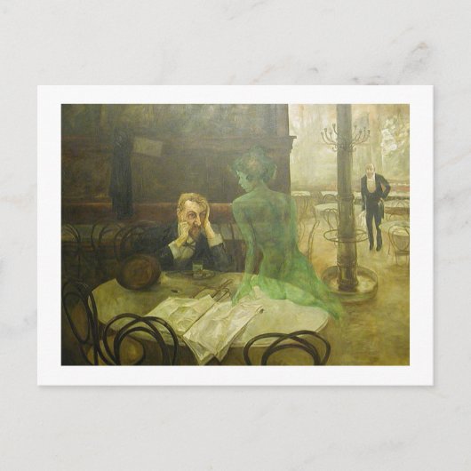 Viktor Oliva. Absinthe Drinker Briefkaart (Voorkant)