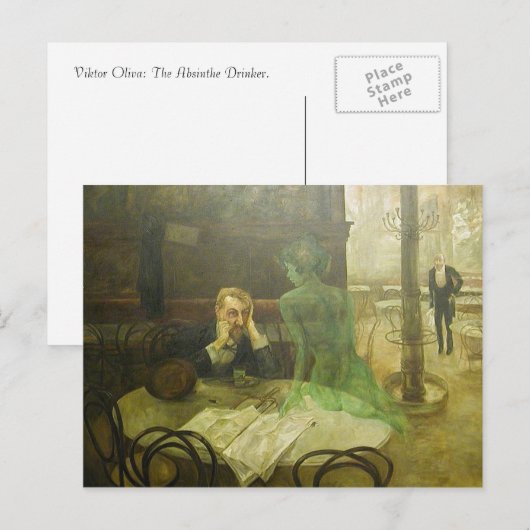 Viktor Oliva: Het Briefkaart Absinthe Drinke (Voorkant / Achterkant)