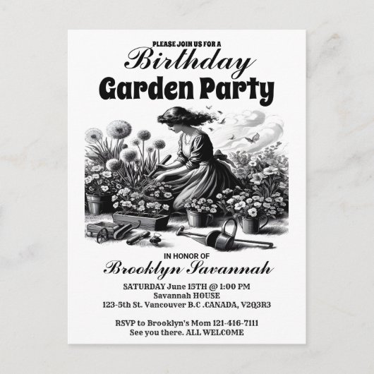 Viktoriaanse Tuinen Delight Garden Party Uitnodigi Briefkaart (Voorkant)