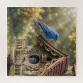 Viktoriaanse Vogelhuis met Blauwe Vogels Legpuzzel (Horizontaal)
