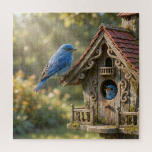 Viktoriaanse Vogelhuis met Blauwe Vogels Legpuzzel