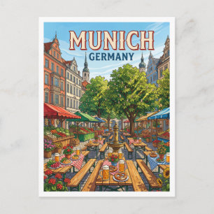 Viktualienmarkt Biergarten München Duitsland Briefkaart